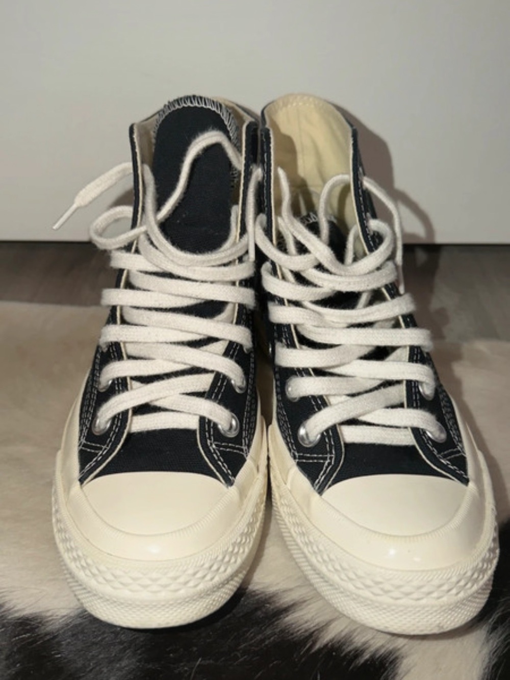 Converse CDG Black Canvas High-Top Sneakers with Cream Soles